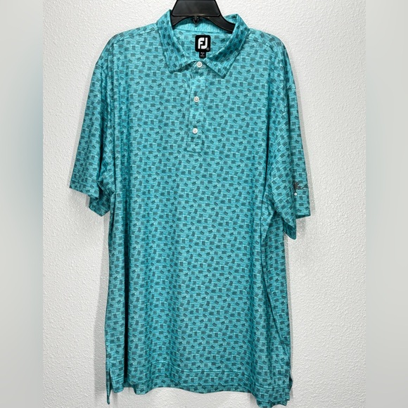 FootJoy Other - FootJoy FJ Golf Performance Short Sleeve Teal Sketched Print Lisle Polo XXL 2XL